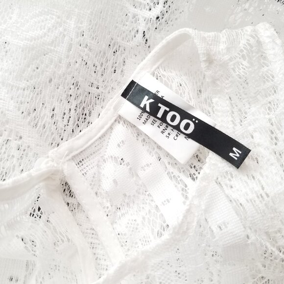 Victorian Style Sheer White Lace Dress with Long Fringe Trim and Racerback Style - Picture 8 of 10